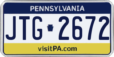PA license plate JTG2672