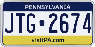 PA license plate JTG2674