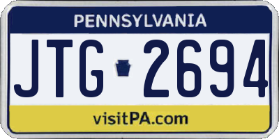 PA license plate JTG2694