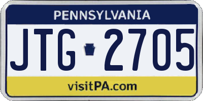 PA license plate JTG2705