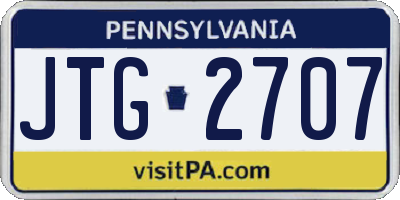 PA license plate JTG2707