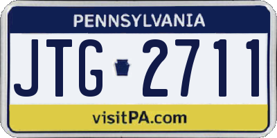 PA license plate JTG2711