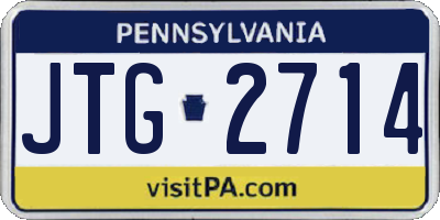 PA license plate JTG2714