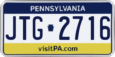 PA license plate JTG2716