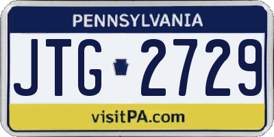 PA license plate JTG2729