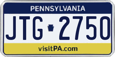 PA license plate JTG2750