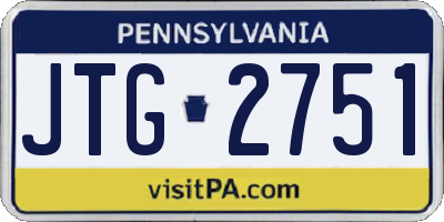 PA license plate JTG2751