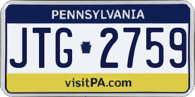 PA license plate JTG2759