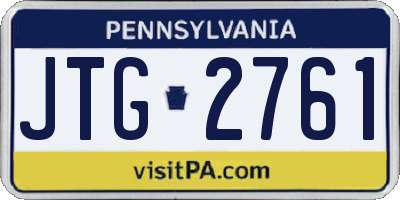 PA license plate JTG2761