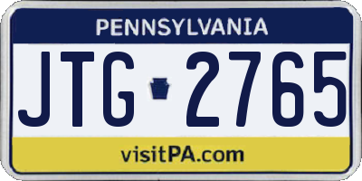 PA license plate JTG2765