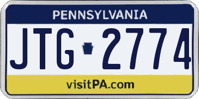 PA license plate JTG2774