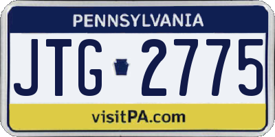 PA license plate JTG2775