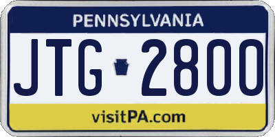 PA license plate JTG2800