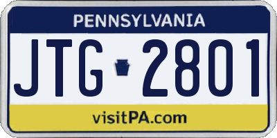 PA license plate JTG2801
