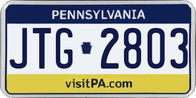 PA license plate JTG2803