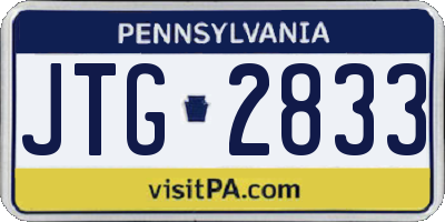 PA license plate JTG2833