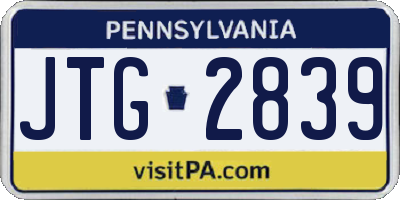 PA license plate JTG2839