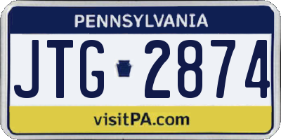 PA license plate JTG2874