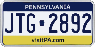 PA license plate JTG2892