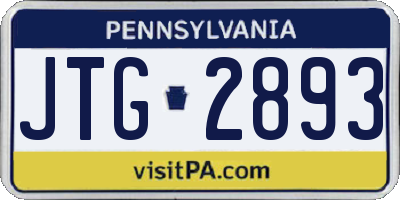 PA license plate JTG2893