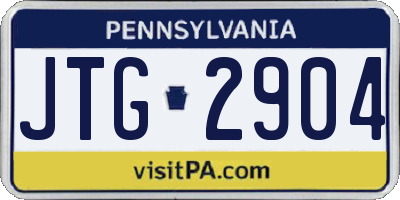 PA license plate JTG2904