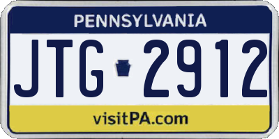 PA license plate JTG2912