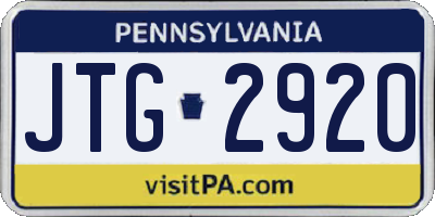 PA license plate JTG2920