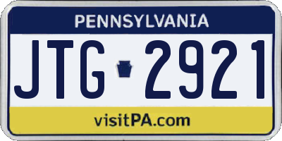 PA license plate JTG2921