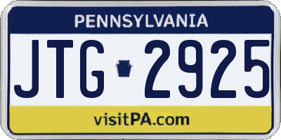 PA license plate JTG2925