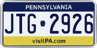 PA license plate JTG2926