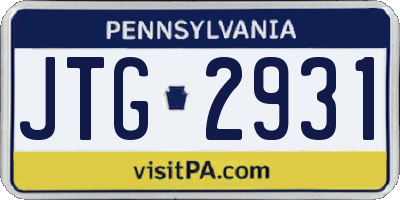 PA license plate JTG2931
