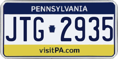 PA license plate JTG2935