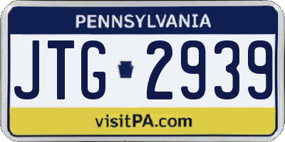 PA license plate JTG2939