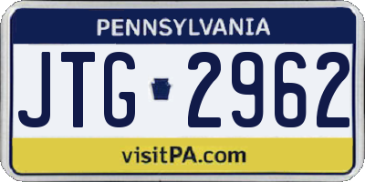 PA license plate JTG2962
