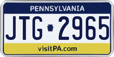 PA license plate JTG2965