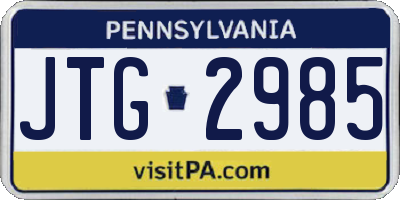 PA license plate JTG2985
