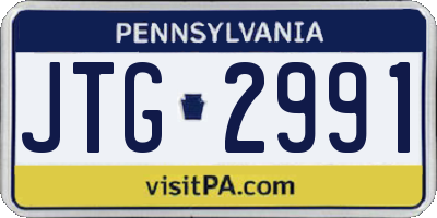 PA license plate JTG2991