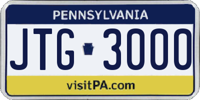 PA license plate JTG3000