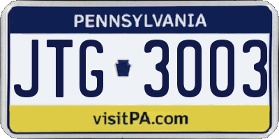 PA license plate JTG3003