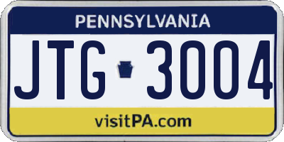 PA license plate JTG3004