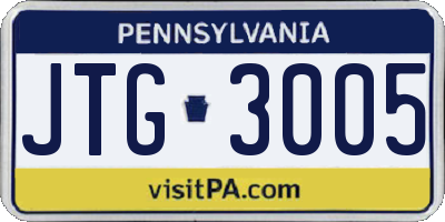 PA license plate JTG3005