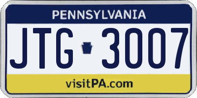 PA license plate JTG3007
