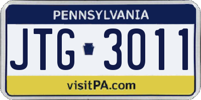 PA license plate JTG3011