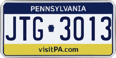 PA license plate JTG3013