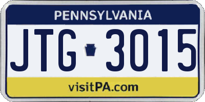 PA license plate JTG3015