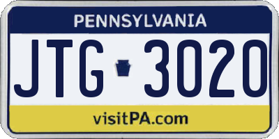 PA license plate JTG3020