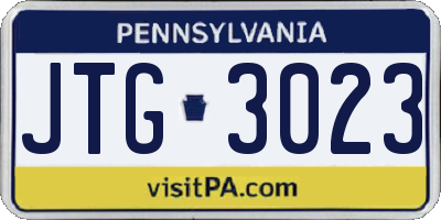 PA license plate JTG3023