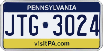 PA license plate JTG3024