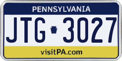 PA license plate JTG3027