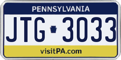 PA license plate JTG3033